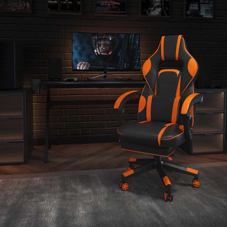 FLASH FURNITURE Black/Orange Reclining Gaming Chair with Footrest CH-00288-OR-GG
